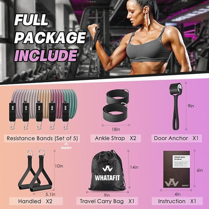 WHATAFIT Resistance Bands, Exercise Bands，Resistance Bands for Working Out, Work Out Bands with