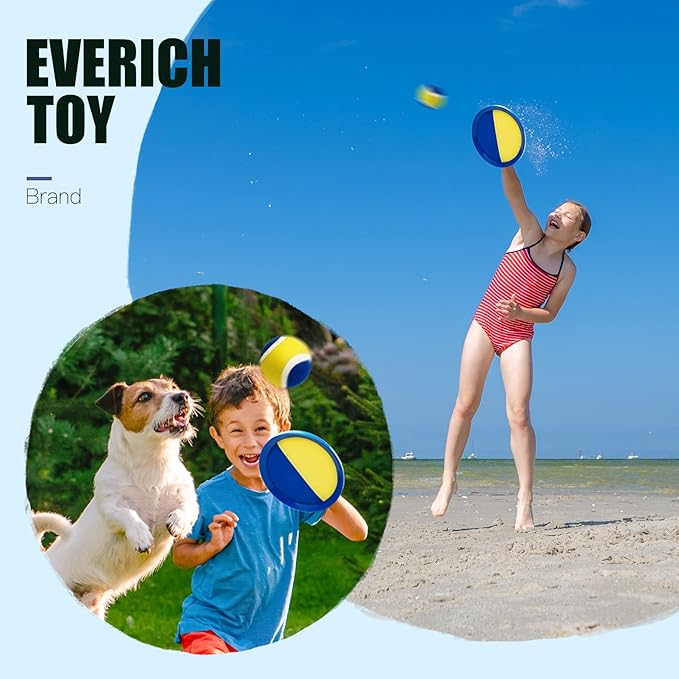EVERICH Upgraded Toss and Catch Ball Game Set - Indoor and Outdoor Games for Kids 3-12, Beach Sand