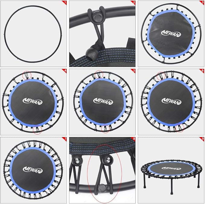 Newan 40"-48" Silent Mini Trampoline Fitness Trampoline Bungee Rebounder Jumping Cardio Trainer