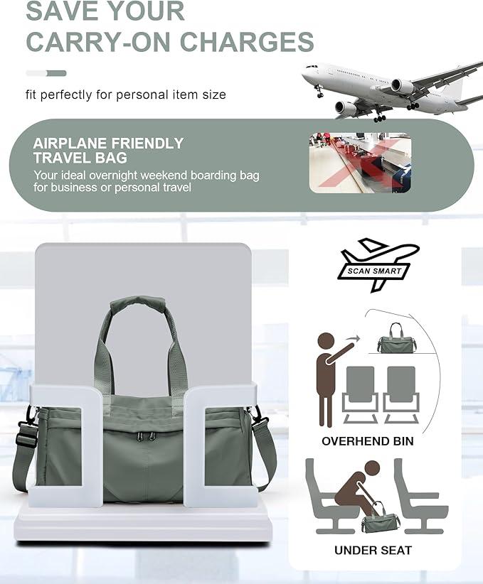 Gym Bag for Women Men, Sport Duffel Bag with Toiletry Bag & Shoe Compartment,Waterproof Travel