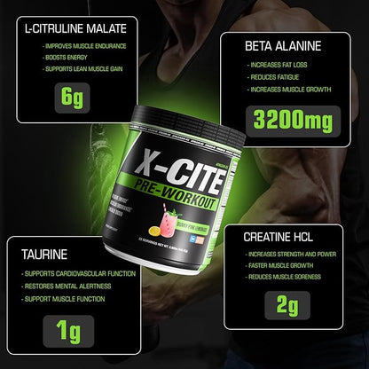 X-CITE Pre-Workout by ATHLEAN-X - Enhanced Formula with Beta-Alanine, Creatine & Caffeine for