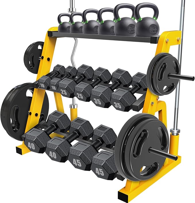 "Kipika Heavy Duty 3 Tier Dumbbell Rack Multifunctional, Weight Rack for Dumbbells, Home Gym