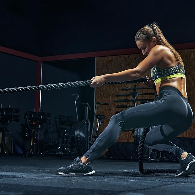 MECCANIXITY Battle Rope 20ft x 1.5 Inch Polyester Workout Rope Heavy Fitness Exercise Rope for