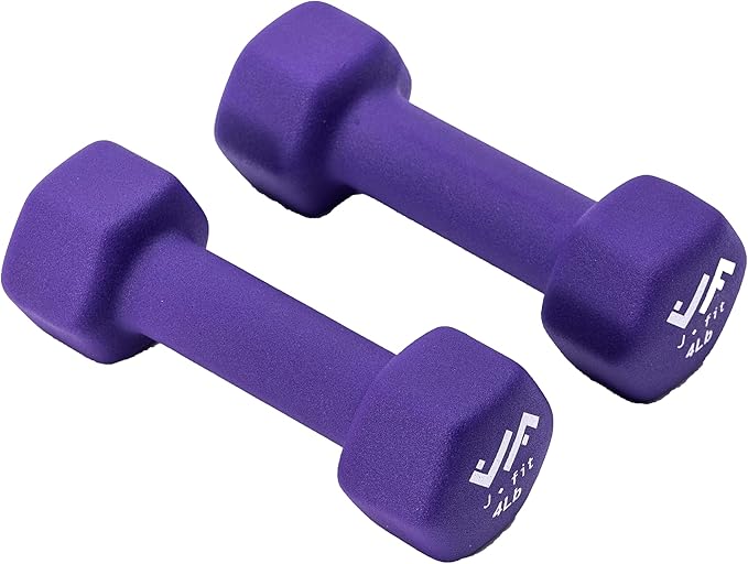 JFIT Dumbbell Pairs or Sets – Neoprene & Vinyl Coated Hand Weights for Home Gym, Strength Training