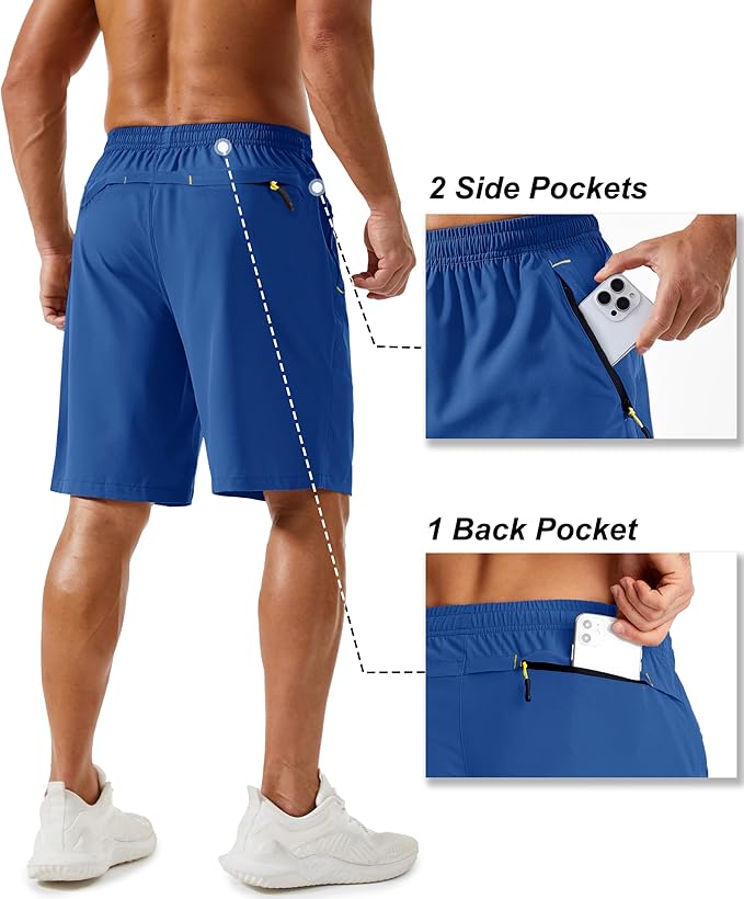 TACVASEN Men's Running Athletic Shorts 9" Quick Dry Workout Gym Shorts Lightweight Summer Shorts 3