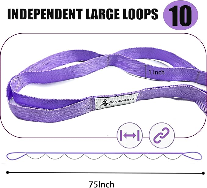 Stretching Strap Yoga Strap with Loops, Stretch Straps for Physical Therapy, Non-Elastic Exercise