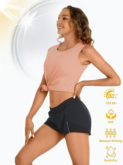 TACVASEN Women's UPF 80+ Workout Tank Top Sleeveless Quick Dry Sun Protection Hiking Athletic Gym