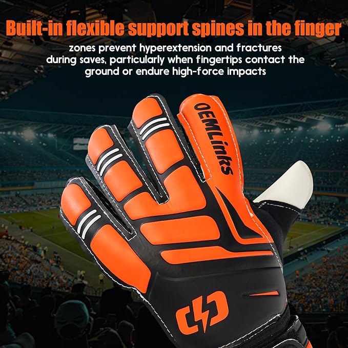 Youth&Adult Goalie Goalkeeper Gloves with Finger Protection Breathable Soccer Gloves with Strong