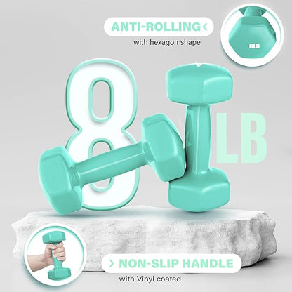 Yes4All Vinyl Hexagon Dumbbell - Dumbbells Set of 2 Hand Weights for Home Gym & Strength Training