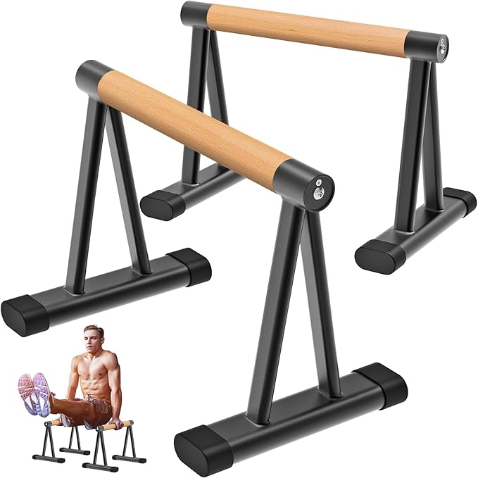 Dolibest Push Up Bar, 12'' High Parallettes Bars with 8 Rubber Feet & Comfortable Handle, Dip Bars