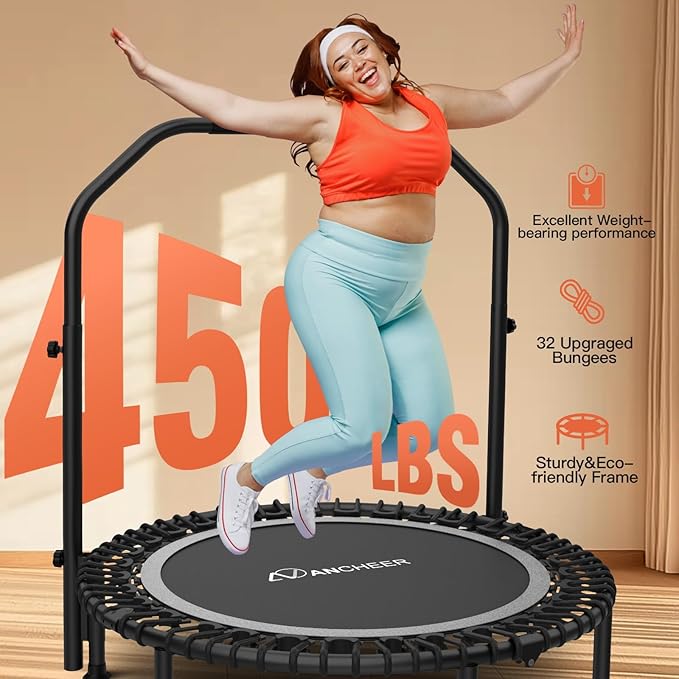 Bungee Rebounder Trampoline,ANCHEER 40" Foldable Fitness Trampoline with 4-Level Adjustable