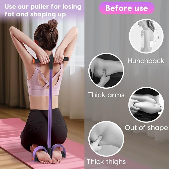 Resistance Bands with Handles, 6-Tubes Elastic Foot Pedal Resistance Bands, Natural Rubber Ankle