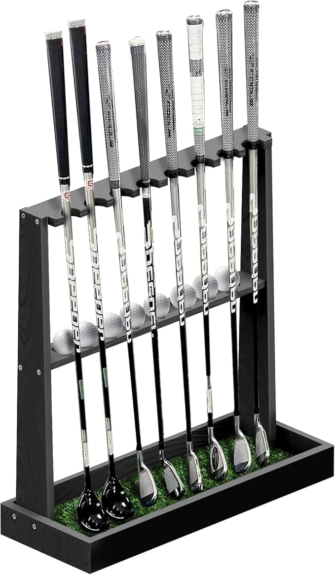 Golf Club Holder Stand,Wooden Golf Club Rack -Indoor Display Rack,Golf Club Organizer for 8 Clubs