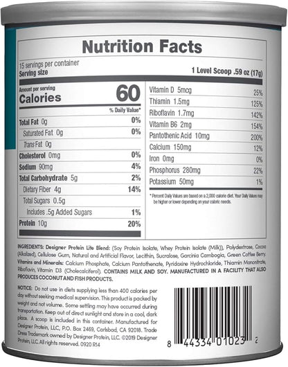 Designer Wellness, Designer Lite, Low Calorie Natural Protein, Prebiotic Fiber, Key Vitamins &