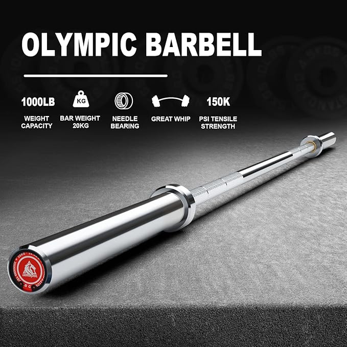 LIONSCOOL 7FT Olympic Barbell for Weightlifting, Power Lifting, 2 Inch Strength Training Bar for