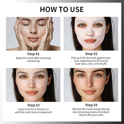 Low Molecular Weight Collagen Overnight Hydrogel Mask, Enhances Skin Elasticity, Reduces Pores