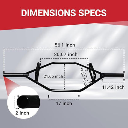 Olympic 2-Inch Hex Weight Lifting Trap Bar with Long and Rotating Sleeves, 500-Pound Capacity, Open