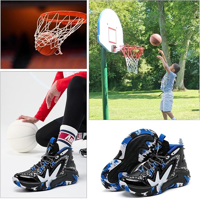 VITUOFLY Kids Basketball Shoes Boys Air Cushion Sneakers Girls Mid Top School Hoops Shoes Non-Slip