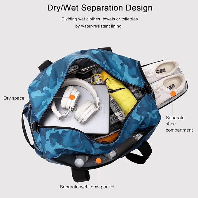 Boys Overnight Duffel Bags Sport Gym Bag Gymnastics Bag with Shoe Compartment, Carry-on Size