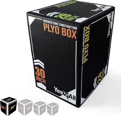 Yes4All 3-in-1 Soft-Padded Plyo Box With Wooden Core, Non-Slip Multi-Use Cushioned Plyometric Jump