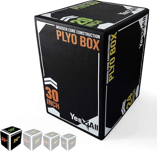 Yes4All 3-in-1 Soft-Padded Plyo Box With Wooden Core, Non-Slip Multi-Use Cushioned Plyometric Jump