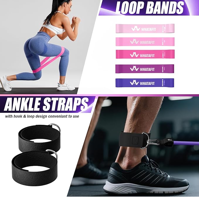 WHATAFIT Resistance Bands, Exercise Bands，Resistance Bands for Working Out, Work Out Bands with