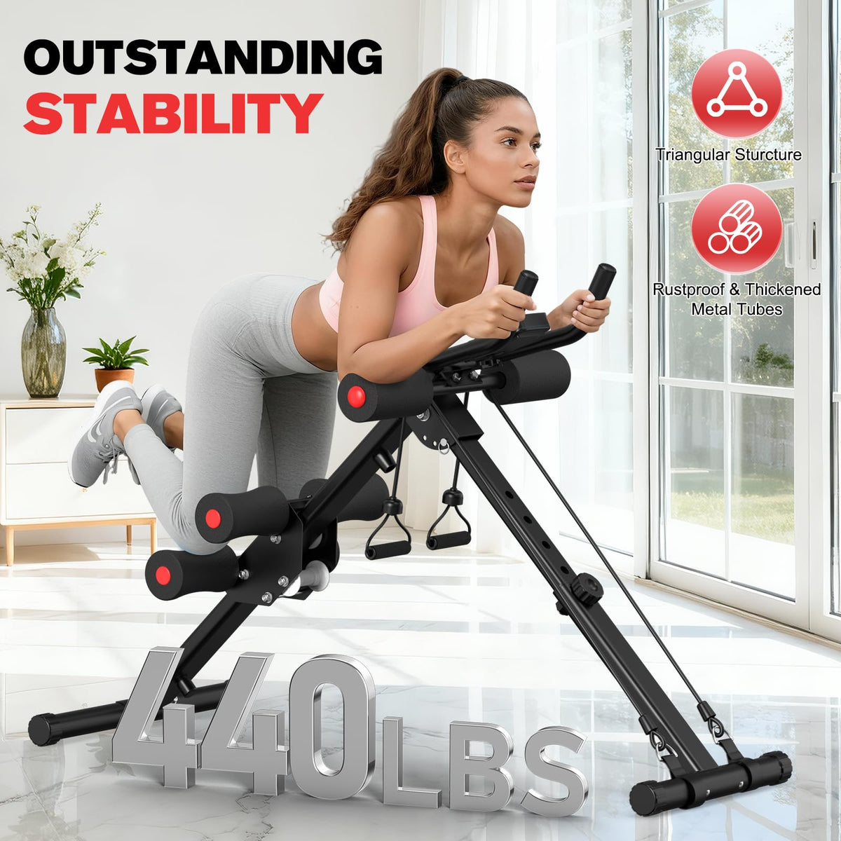 DERACY Ab Workout Machine Adjustable Ab Trainer Abdominal Trainer for Home Gym Foldable Ab Crunch