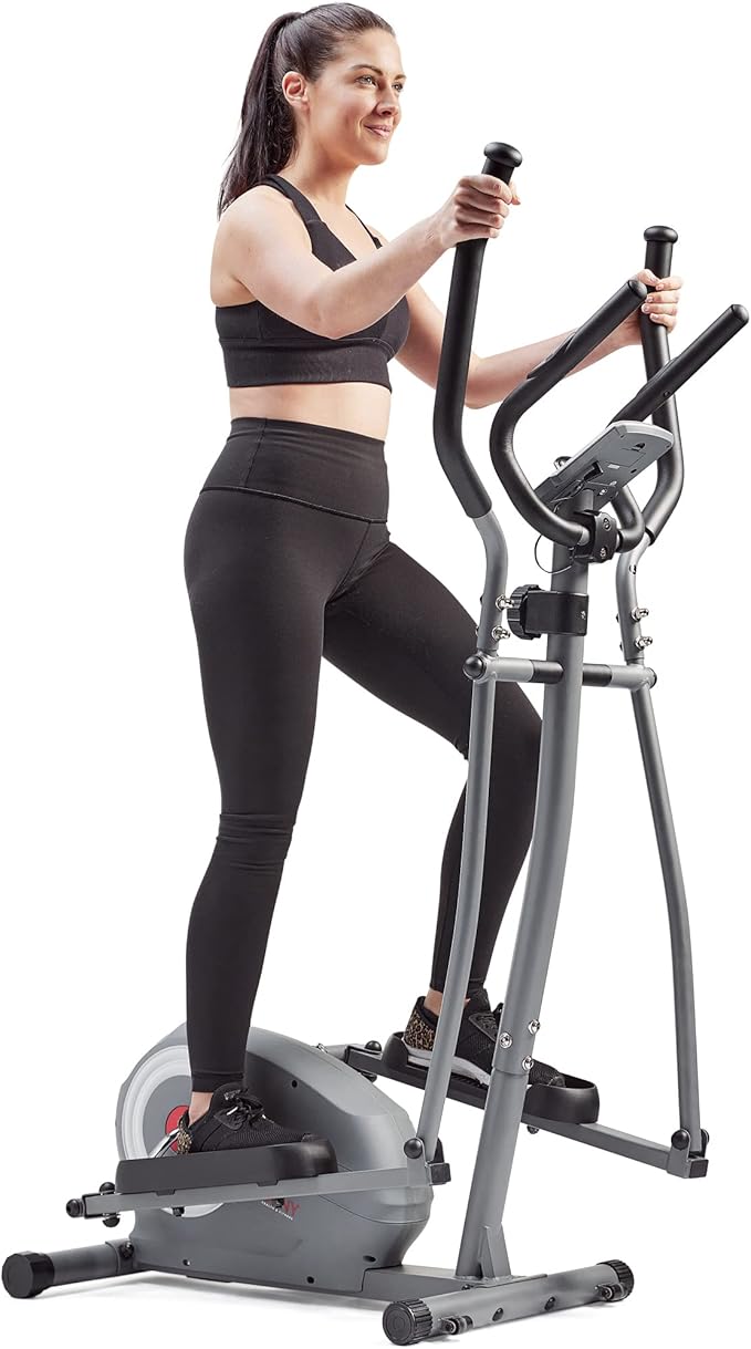 Sunny Health & Fitness Smart 2-in-1 Upright Elliptical Full-Body Exerciser, Home Cross-Training