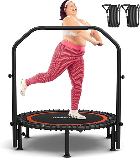 Bungee Rebounder Trampoline,ANCHEER 40" Foldable Fitness Trampoline with 4-Level Adjustable