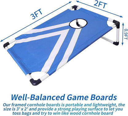 Portable PVC Framed Cornhole Game Set with 2 Collapsible Cornhole Boards, 8 Bean Bags and Carrying