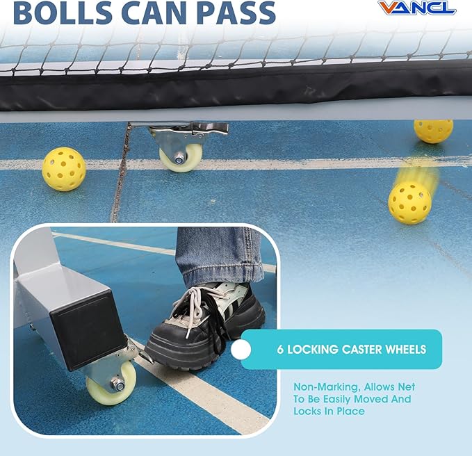 Pro Pickleball Net Portable with Wheels – 22ft Heavy Duty Pickleball Net System with Sturdy