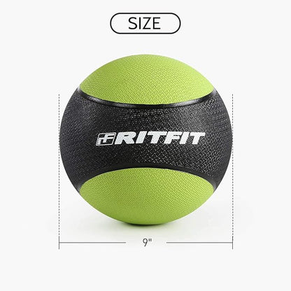 RitFit Weighted Medicine Ball - Non-Slip Rubber Shell & Dual Texture Grip - Workout Exercise Ball