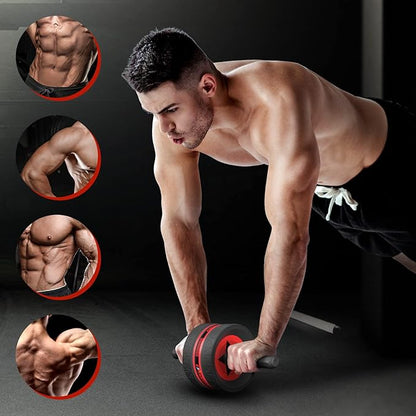 Ab Rollers Wheel Kit, Exercise Wheel Core Strength Training Abdominal Roller Set with Push Up Bars