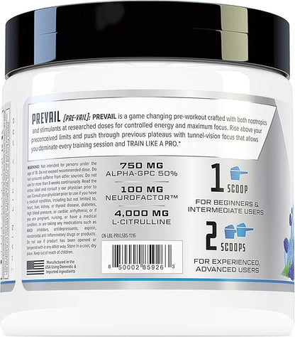 Prevail Pre Workout Powder with Nootropics: Best Pre Workout for Men and Women, Cutting Edge Energy