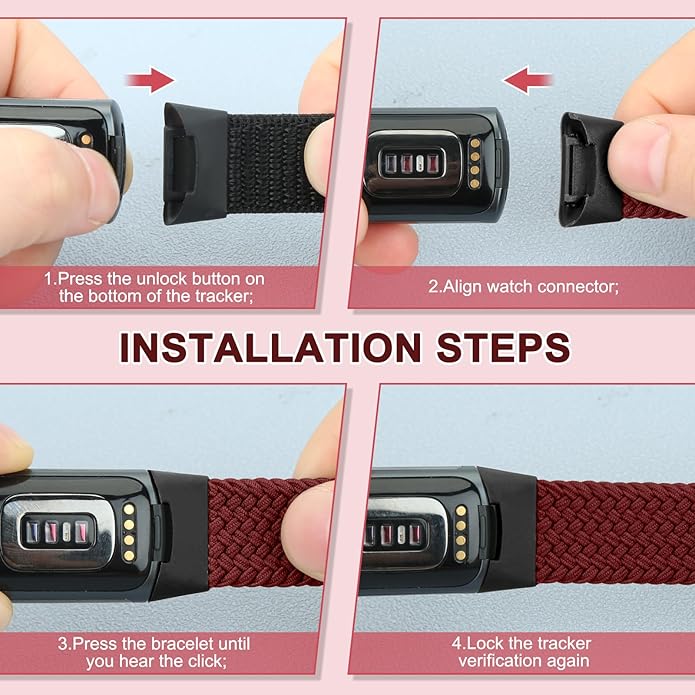 Braided Band Compatible with Fitbit Charge 6/Fitbit Charge 5, Soft Nylon Solo Loop Adjustable