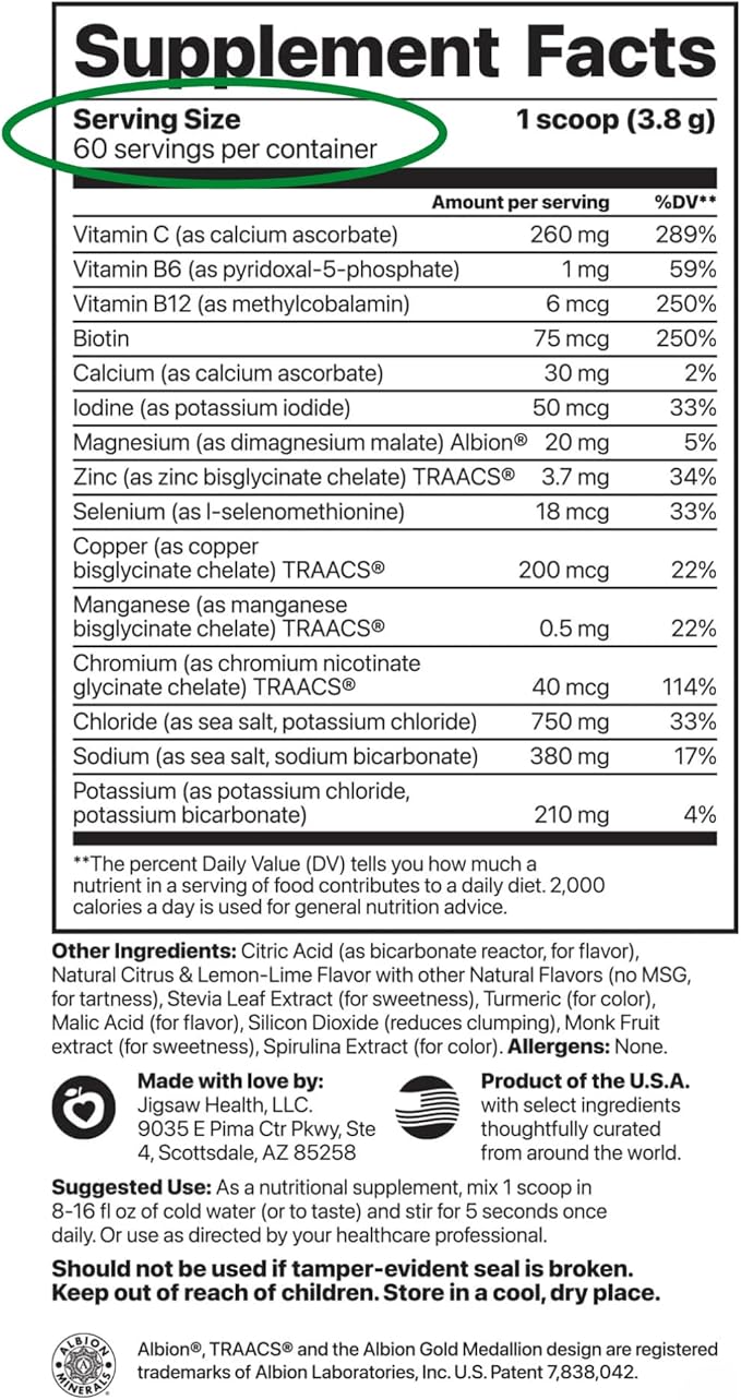 Jigsaw Health Electrolyte Supreme | Broad Spectrum of Electrolytes + Trace Minerals | Lemon-Lime