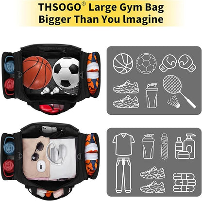 22 inch Gym Bag for Men - 55L Large Travel Duffle Bag Sports Equipment Bag with Multiple Zippered