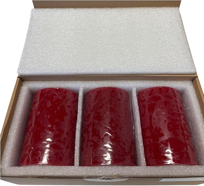 Mister Candle Dripless Unscented Pillar Candles, Set of 3 Hand Poured Solid Color Non-Scented
