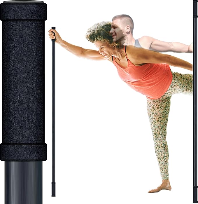 5ft Yoga Stick from Natural Bamboo with Non-Slip Handle-Stretching Stick for Mobility
