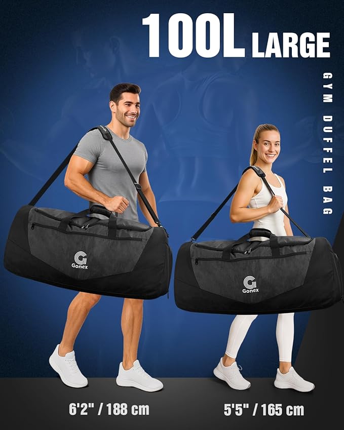 Gonex Gym Duffel Bag with Shoe Compartment Wet Pocket, Large Capacity Sports Duffle Bag for Men