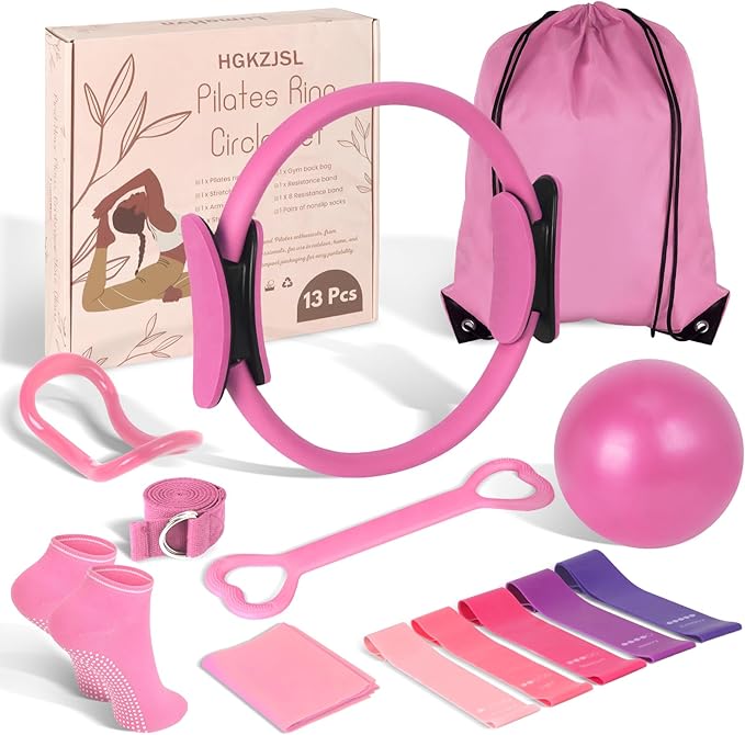 Home Pilates Essentials Kit for Women,Pilates Equipment Set with 9 Inch Yoga Ball,Figure 8