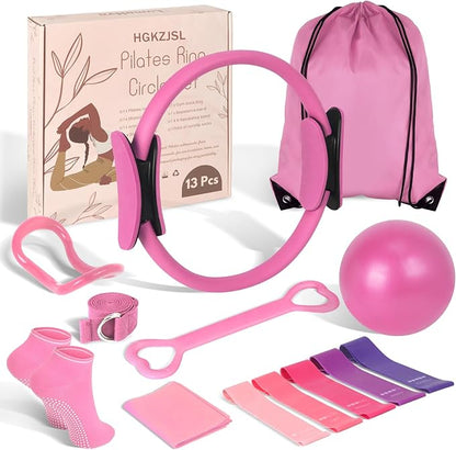 Home Pilates Essentials Kit for Women,Pilates Equipment Set with 9 Inch Yoga Ball,Figure 8