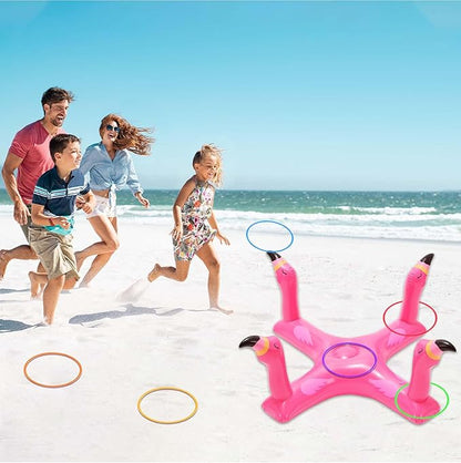 Voiiake Pool Floats Toys Games Set, Inflatable Cross Ring Toss Game Toy with 6pcs Rings for Kids