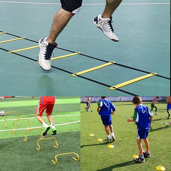 TNZMART Agility Ladder and Disc Cones Training Set Adjustable Rungs Training Ladder with 10 Plastic