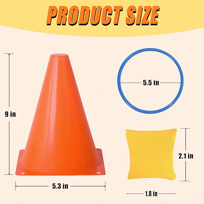 Carnival Games Combo Set 3 in 1, 31PCS Soft Plastic Cones Bean Bags Ring Toss Game with Carrying