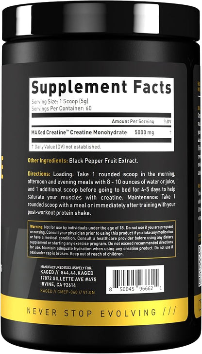 Kaged Creatine Monohydrate Elite Powder | Unflavored | Muscle Building & Recovery | MAXCatalyst for