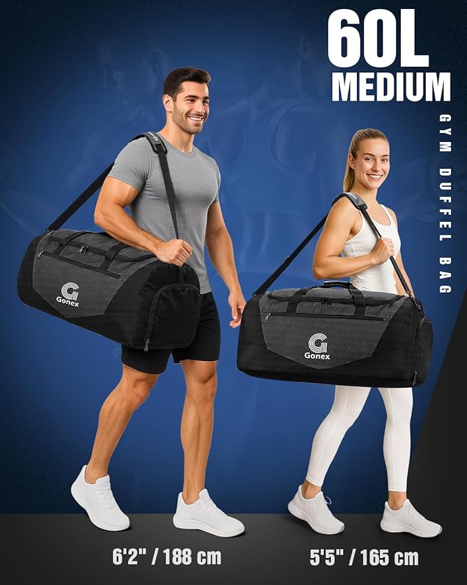 Gonex Gym Duffel Bag with Shoe Compartment Wet Pocket, Large Capacity Sports Duffle Bag for Men