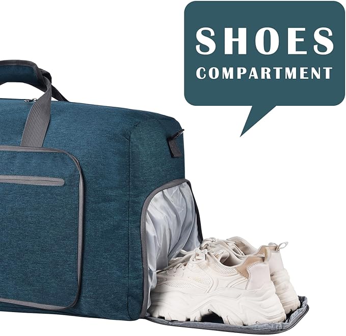 Felipe Varela Duffle Bag with Shoes Compartment and Adjustable Strap,Foldable Travel Duffel Bags