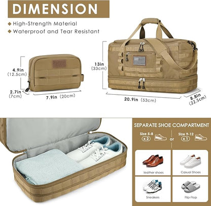 ETRONIK Travel Bag for Men Women, Gym Bag & Tactical Duffle Bags for Travel, Carry on with Toiletry