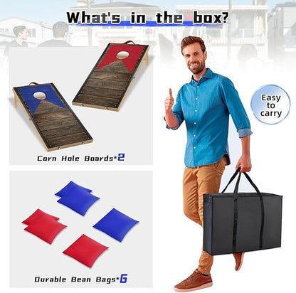 Portable Cornhole Board Set with Bean Bags 2 ft x 1 ft or 3 ft x2 ft or 10.16 * 5.04 Inch Foldable